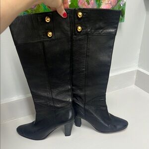 Kate Spade Elegant Black Leather Knee-High Boots